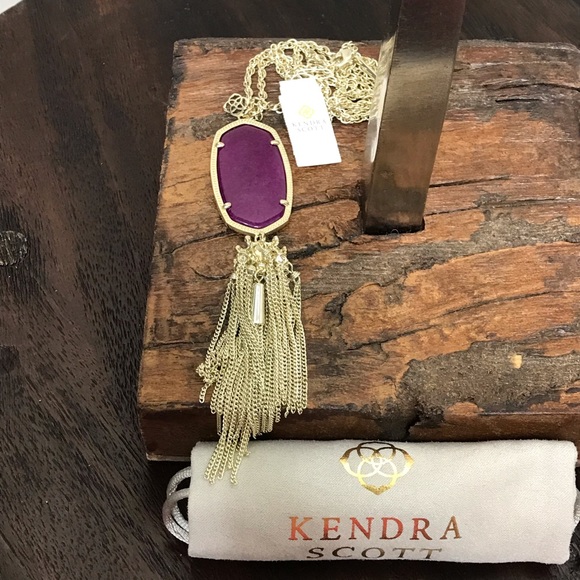 NWT Kendra Scott Gold Rayne Necklace in Purple Jade! - Picture 2 of 7